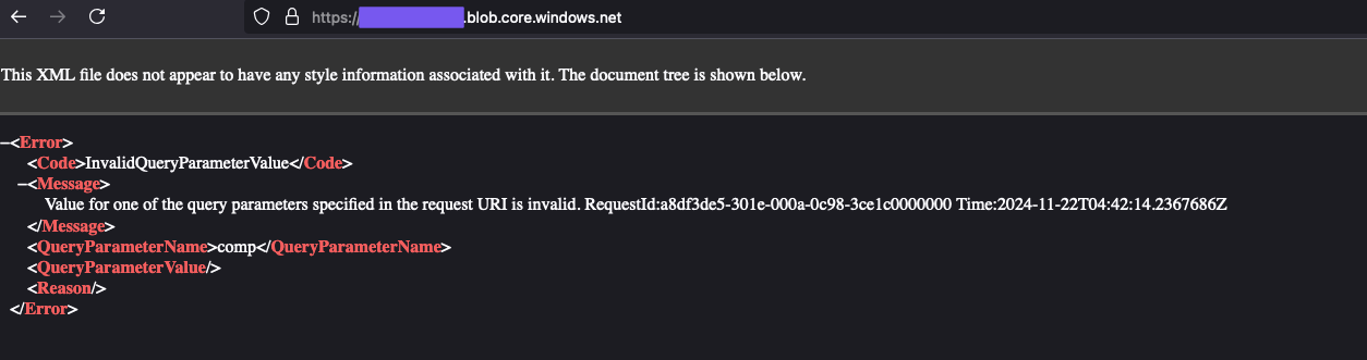Azure Blob Storage response asking for the comp parameter