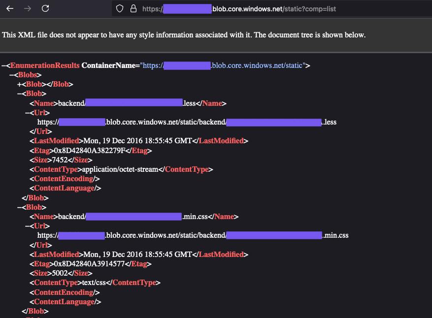 Blob listing after appending restype=container&comp=list