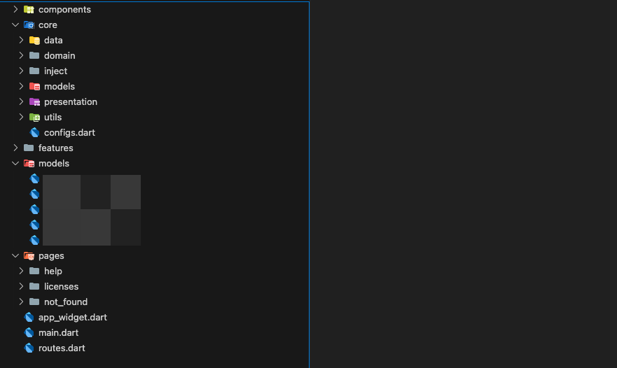 Blutter output opened in VSCode showing Dart code structure