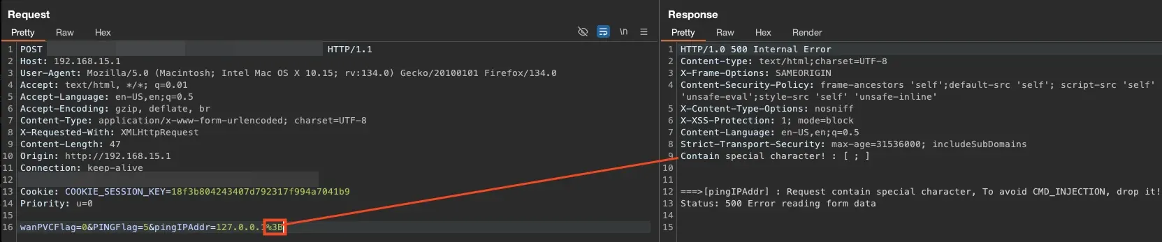 CGI code showing input concatenation into shell command