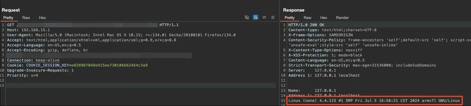 uname -a output visible in ping_result surrounded by nslookup output