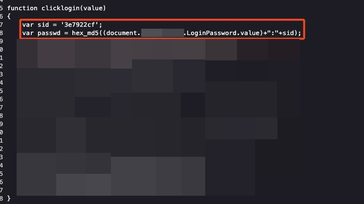 Login page source showing dynamic sid value that changes on each load