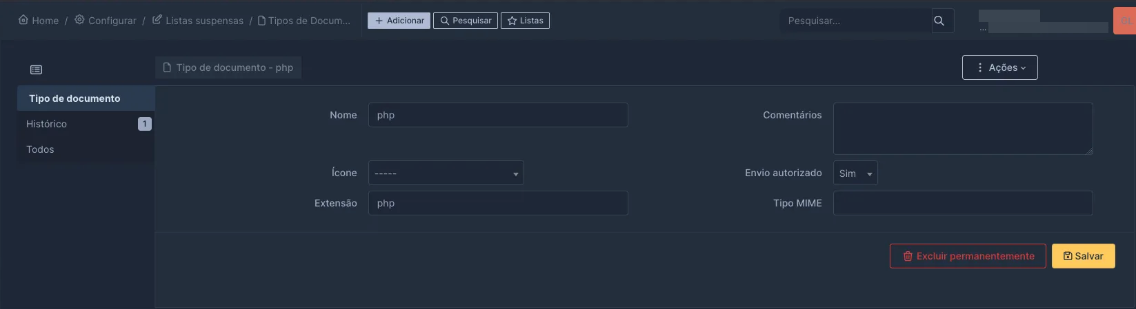 Permitindo upload de arquivos PHP no GLPI