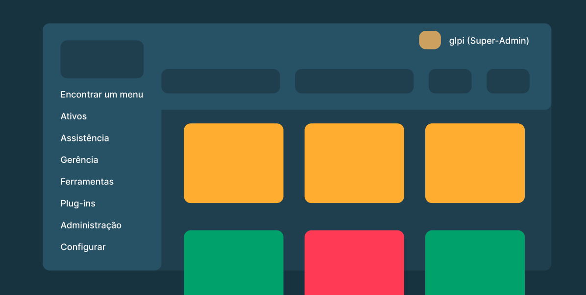 Interface do GLPI autenticada como super admin