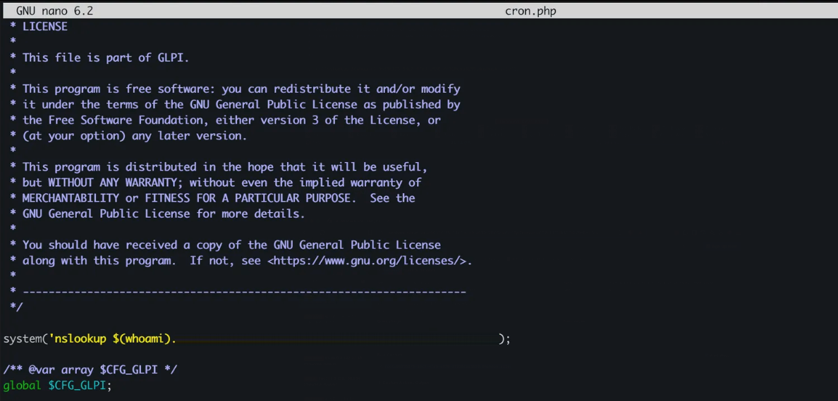Modificação do cron.php com nslookup para verificar o usuário